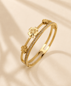 Bracelet jonc trèfle